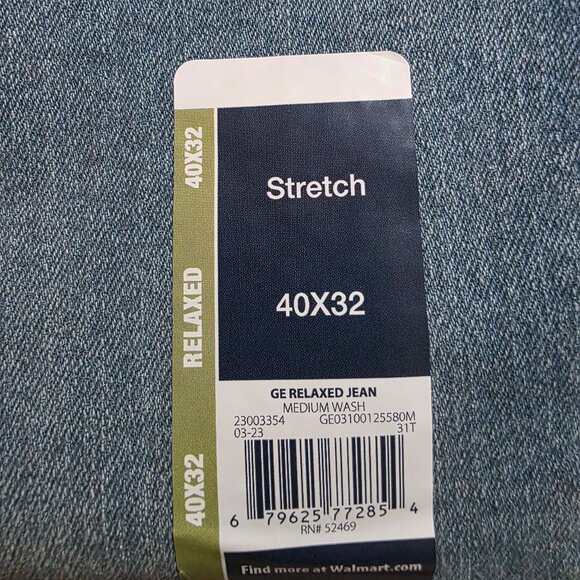 George Relaxed Fit Straight Leg Mens Jean Stretch Denim Size 40x32, 42x30 - Picture 7 of 10